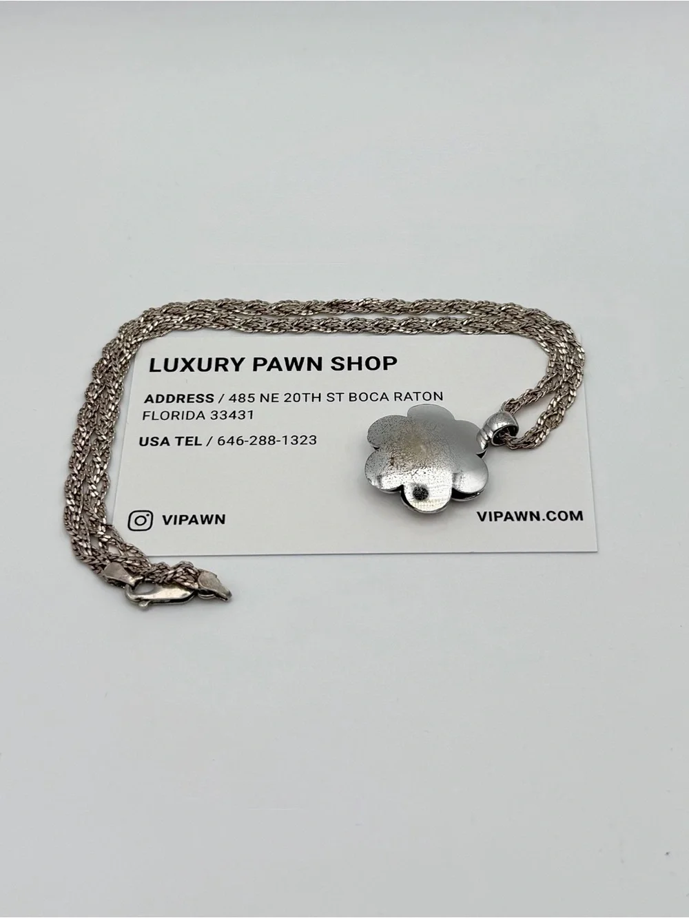 Vintage 925 Sterling Silver Flower Charm Pendant & Multi-Strand Braided Chain